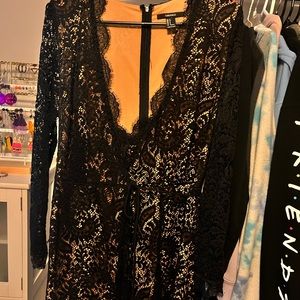 Forever 21 Lace Cross Tie Romper